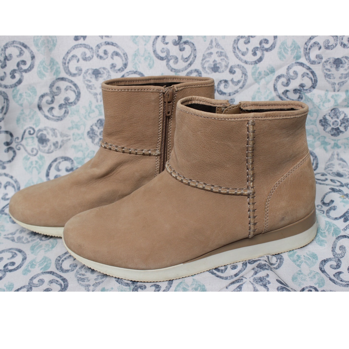 Naturalizer Julian Tan Leather Ankle/Mid Boots Zip Side Women's 8w